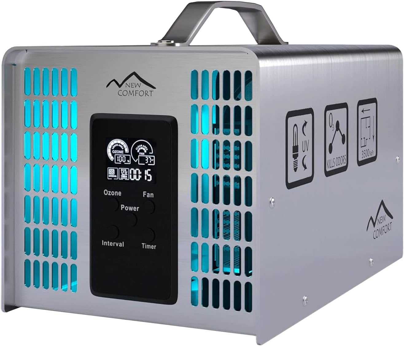 SS12000 Ozone Generator Purifier with Adjustable & Auto Shutdown Timer – Ozone Odor Removal for Large Spaces & Industrial Use – Smoke Odor Eliminator for Homes, Offices & Commercial Areas