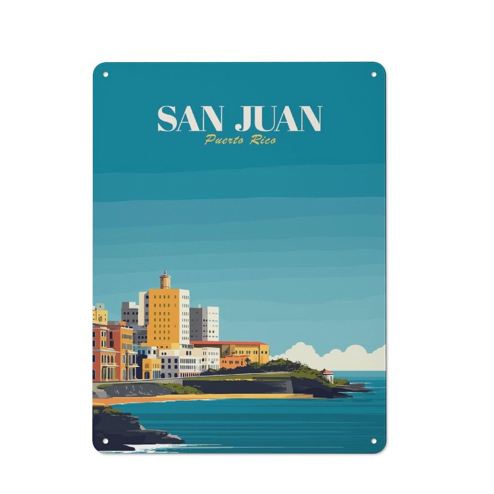 Junmoney Style-11 San Juan, Puerto Rico Travel Printed Metal Sign 40X30cm For Guest Room Or Hallway, For Vintage Wall Decor Fans, For Garage And Workshop Walls