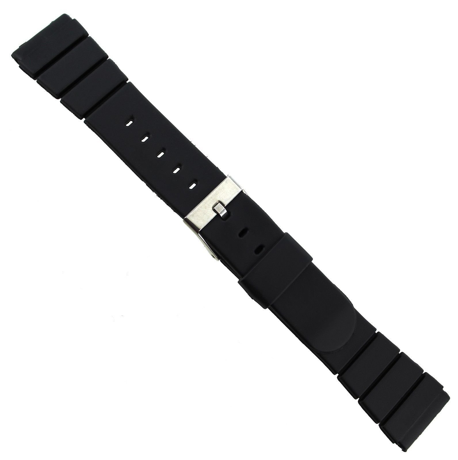19mm Flex-On Black Rubber Waterproof Sports Strap Watch Band