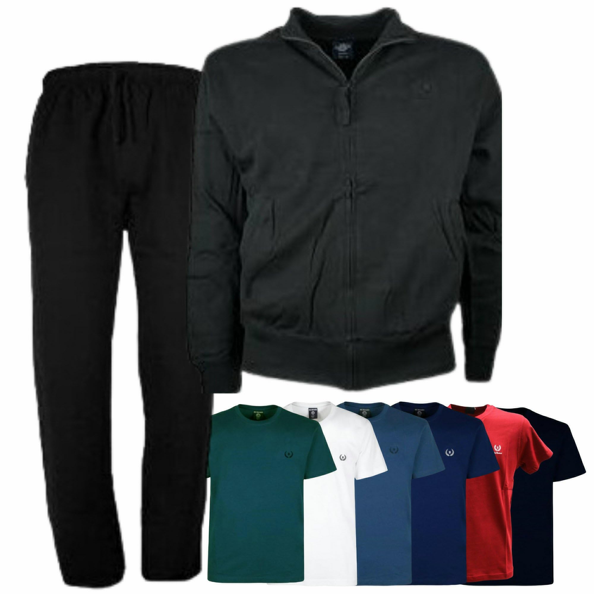 BE BOARD Tuta Completa Mezza Stagione Taglie Forti Uomo con T Shirt Omaggio Nero 4XL