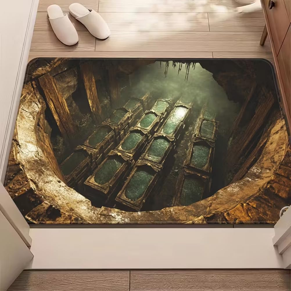 Tapis illusion d'optique 3D antidérapant pour sécuriser votre couloir avec un tapis lavable