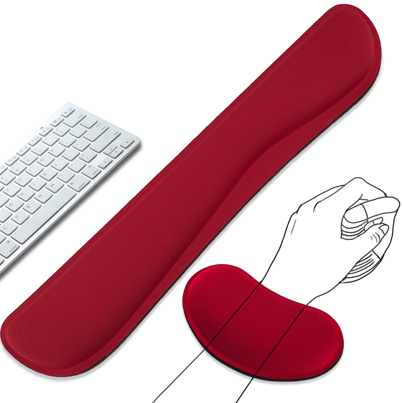 Keyboard Wrist Rest and Mouse Wrist Rest Set - Ergonomic Memory Foam Wrist Cushion - for Wrist Support