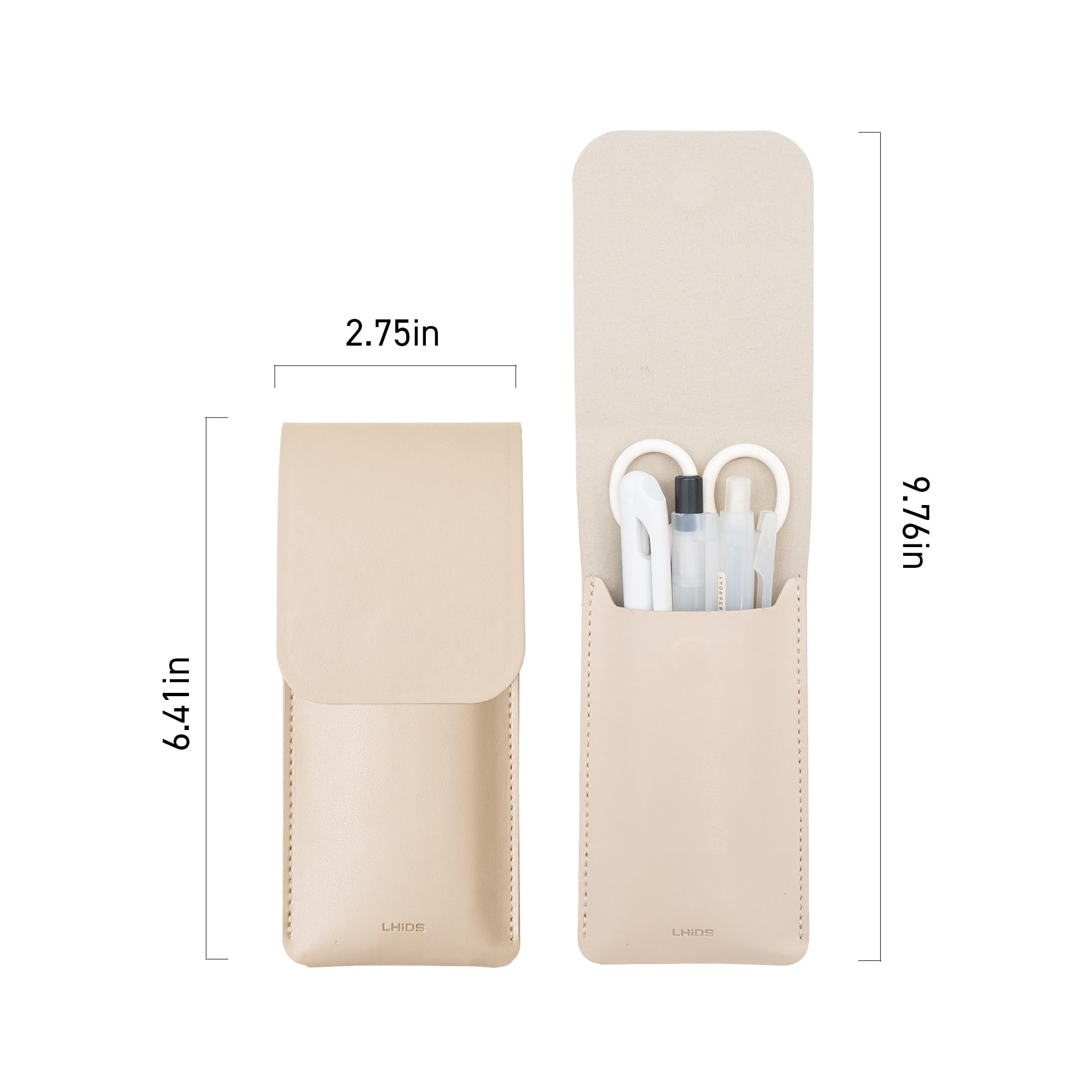 LHiDS Leder-Federmäppchen, Stifttasche für drei Fontänen, Kugelschreiber und Tintenroller, kleines Federmäppchen, Reisetaschen, Organizer, aprikose, Small, Federmäppchen