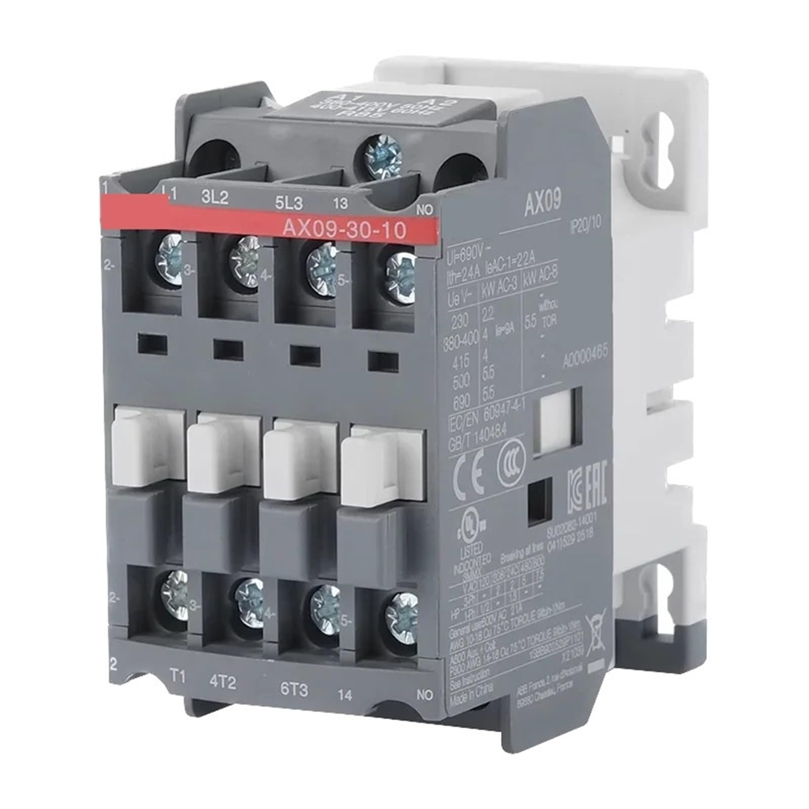 Contacteur à bobine AC AX12-30-01 tripolaire 24V 190V 220V