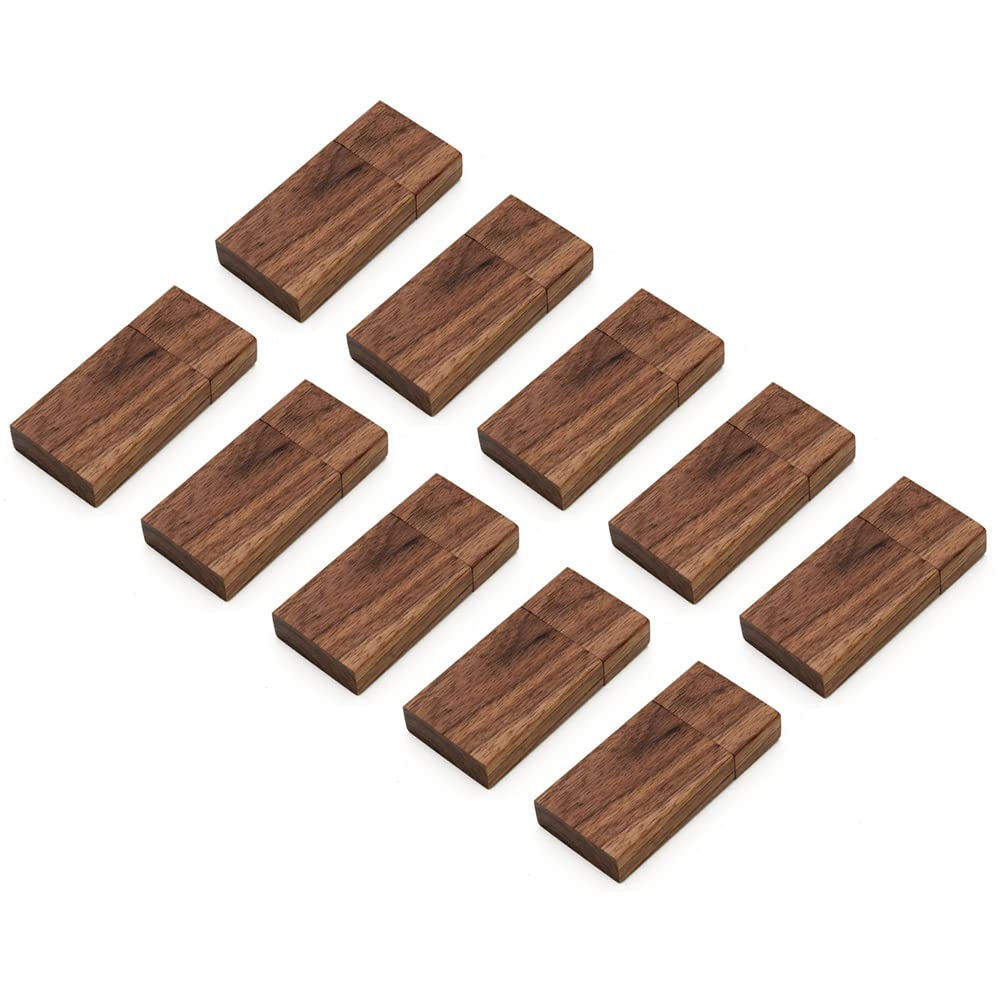 Paquete de 10 unidades de memoria flash USB, memoria USB de madera (2.0 16 GB, madera de nogal)