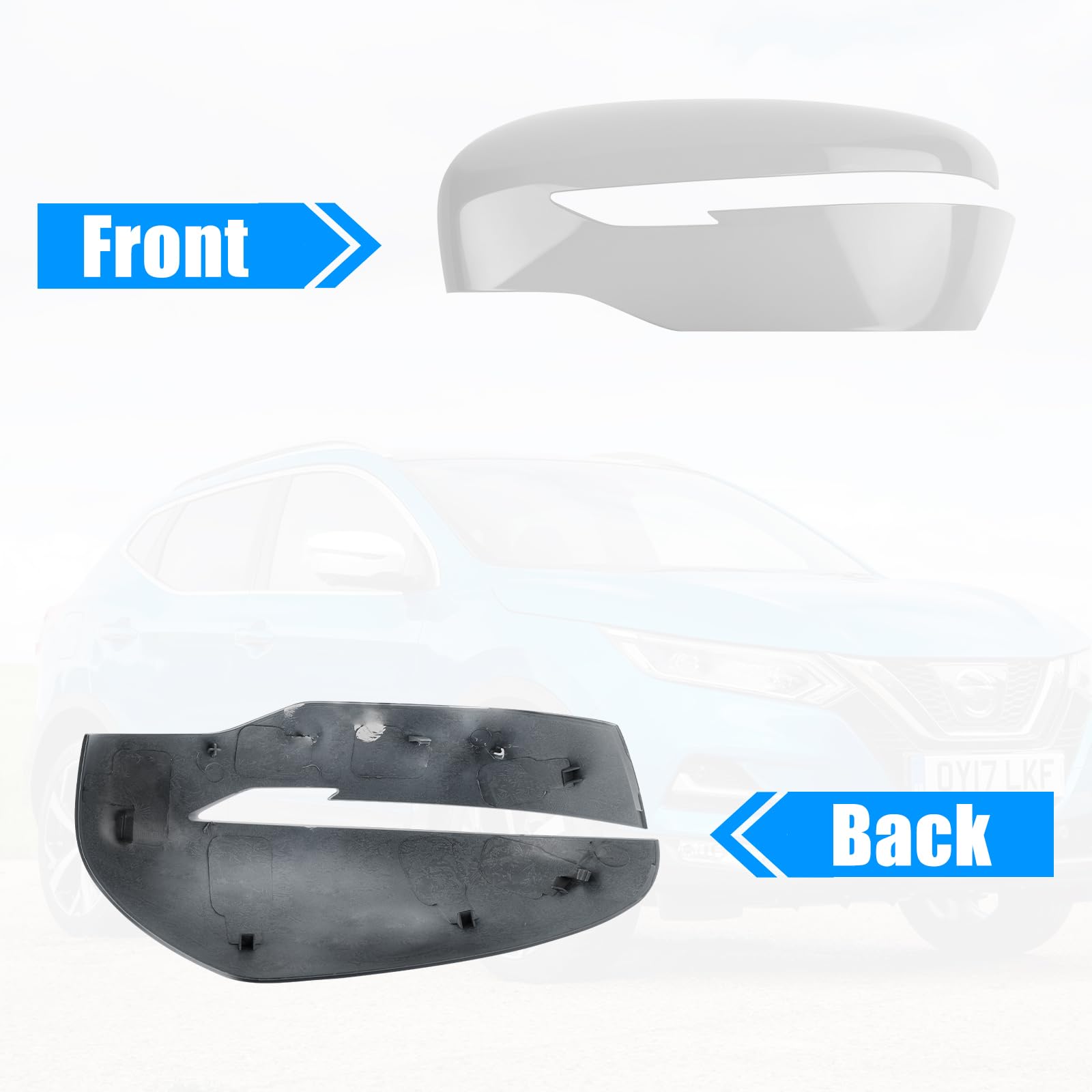 Cappuccio Dello Specchietto Retrovisore Sostituzione per Nissan Qashqai J11 2014-2020/Rogue 2013-2021, Cappucci per Specchietti Retrovisori Cromati Copri Specchietto Retrovisore Automatico (Bianco)