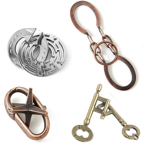 Miniatura 5 de Rompecabezas de 5 piezas, rompecabezas de metal fundido, juguetes para niños y adultos, prueba de coeficiente intelectual, caja educativa para