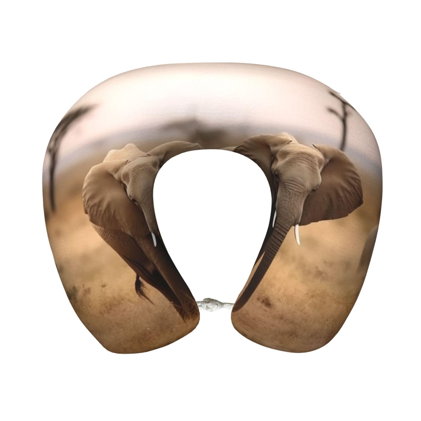 peiyeety Wild Animals Elephants Travel Pillow Memory Foam - Comfortable U Shape Neck Pillows for Sleeping, Neck and Head Support Portable Airplane Pillow Adjustable Flight Pillow, Washable Cover