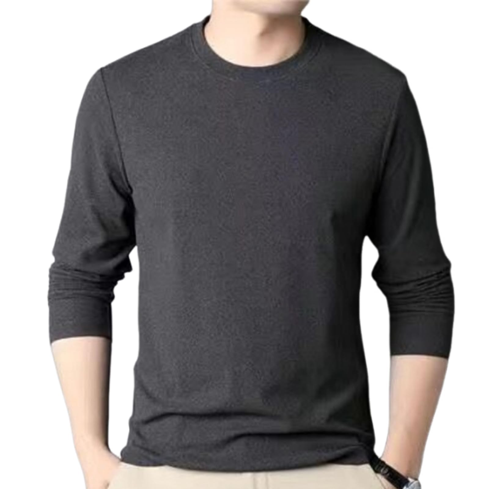 [BLANK BLANC] 両面起毛 tシャツ 長袖 メンズ フリース インナー 防寒着 無地 ロンT 丸首 暖かい 起毛 保温 秋冬