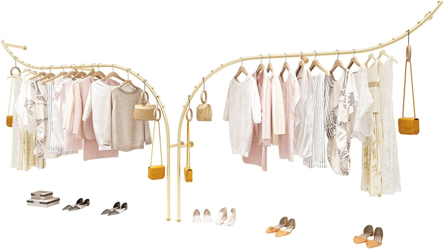 HTTGDGDH Creative Display Garment Racks In Boutique Clothing Stores,Modern Retail Garment Rack,Clothing Rail,Retail Display Rack,Closet Storage,Clothes Organizer,Gold
