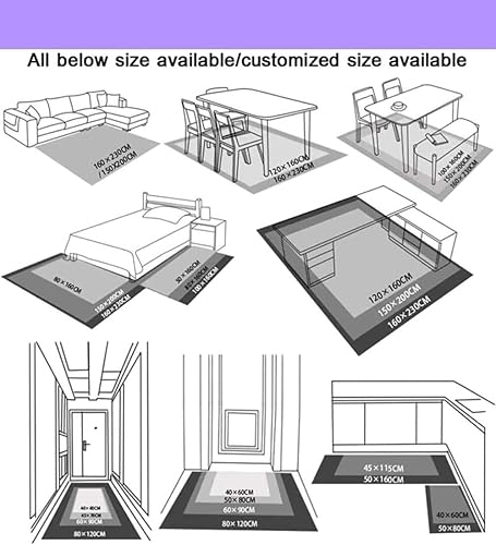 Miniatura 6 de Alfombra de anime de gran tamaño con borde de bloqueo gruesa antideslizante para dormitorio sala de estar cocina pasillo alfombra suave lavable a