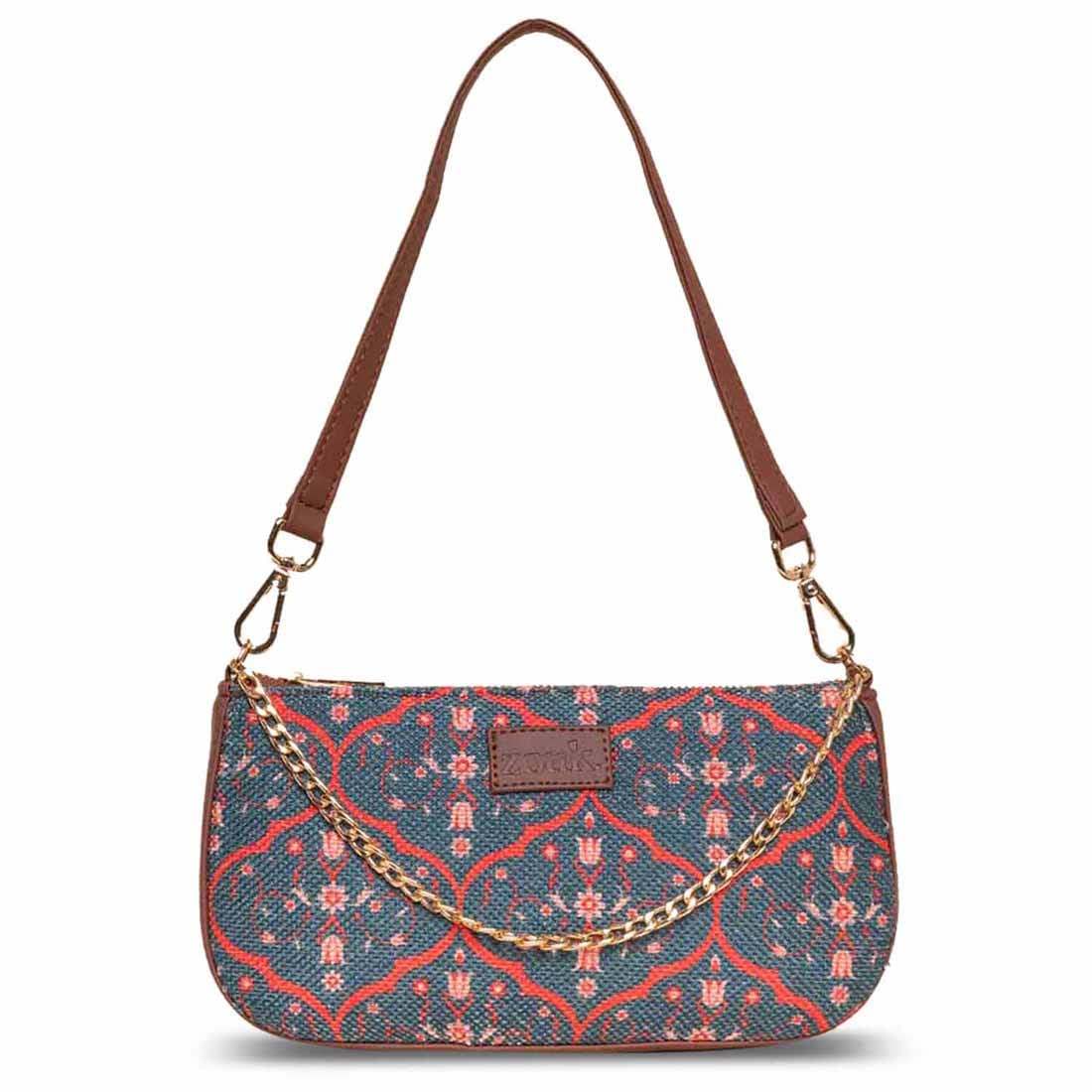 ZOUK Motif Printed Womens Handcrafted Vegan Leather Space Blue Casual Mini Shoulder Bag (B0BQMWK76J) Amazon Price History, Amazon Price Tracker