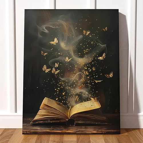 Miniatura 3 de Lienzo enmarcado estilo victoriano con estilo libérico, arte para la pared, lienzo oscuro de biblioteca de la academia, decoración de pared, pintura