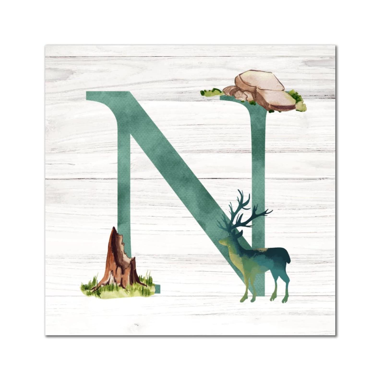 Lettre N en bois élan vert 30 cm de style rustique pour habiller vos murs