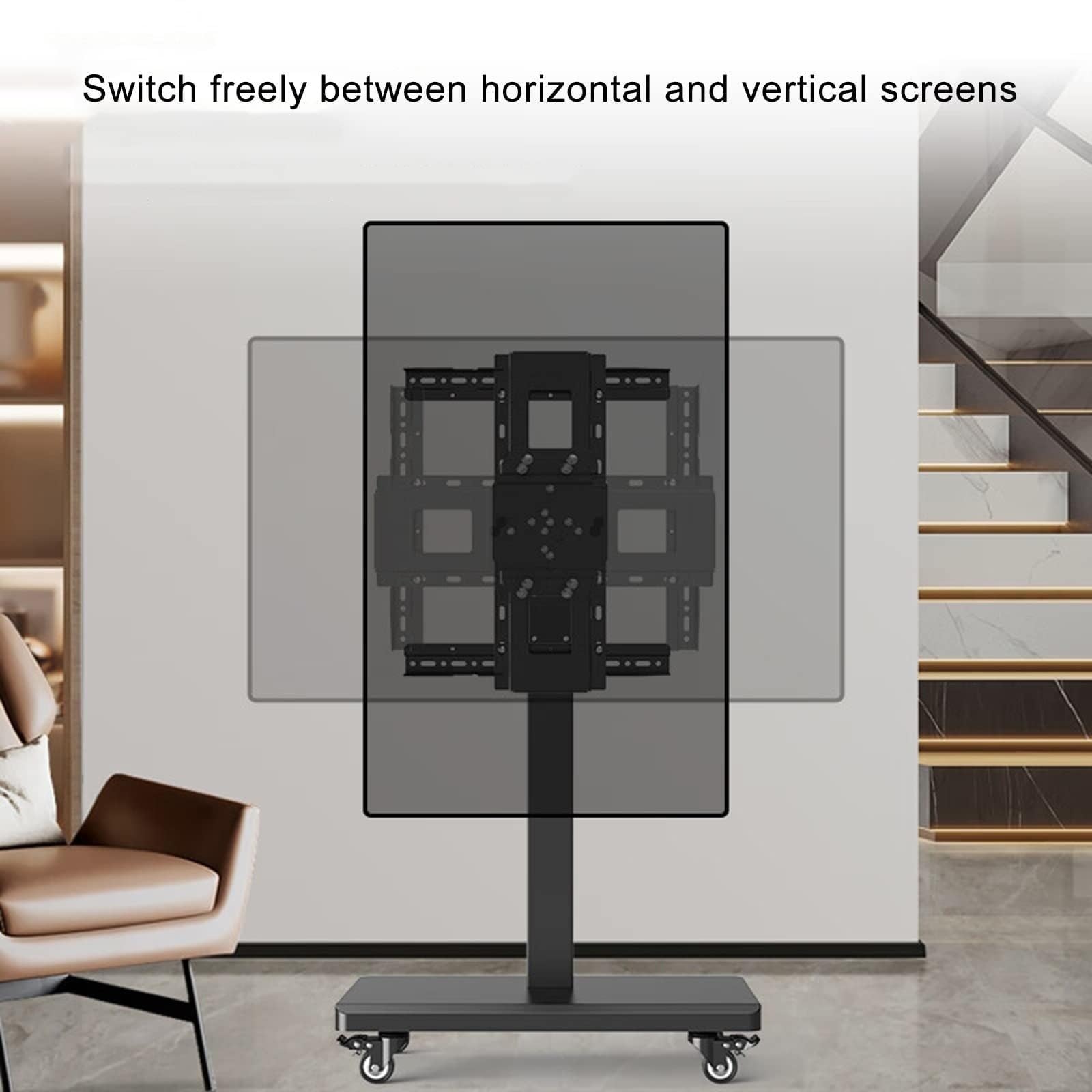 Support de télévision Mobile sur roulettes, pupitre Universel pour Salle de conférence, Support de télévision sur Pied avec Rotation d'écran Horizontale et Vertical,