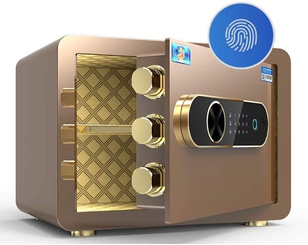 Office Fingerprint Password Bedside Table Box All-Steel Home Anti-Theft Cabinet Safes (Color Black, Size * 25cm) Safe