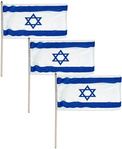 Bandera de Israel 12 x 18 pulgadas (paquete de 3)