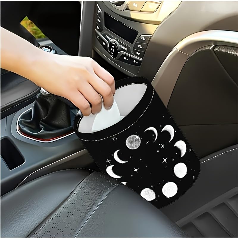 Image of Portable Reusable Waterproof Car Trash Bin, Sun and Moon | Multipurpose Vehicle Organizer, Road Trip Essentials