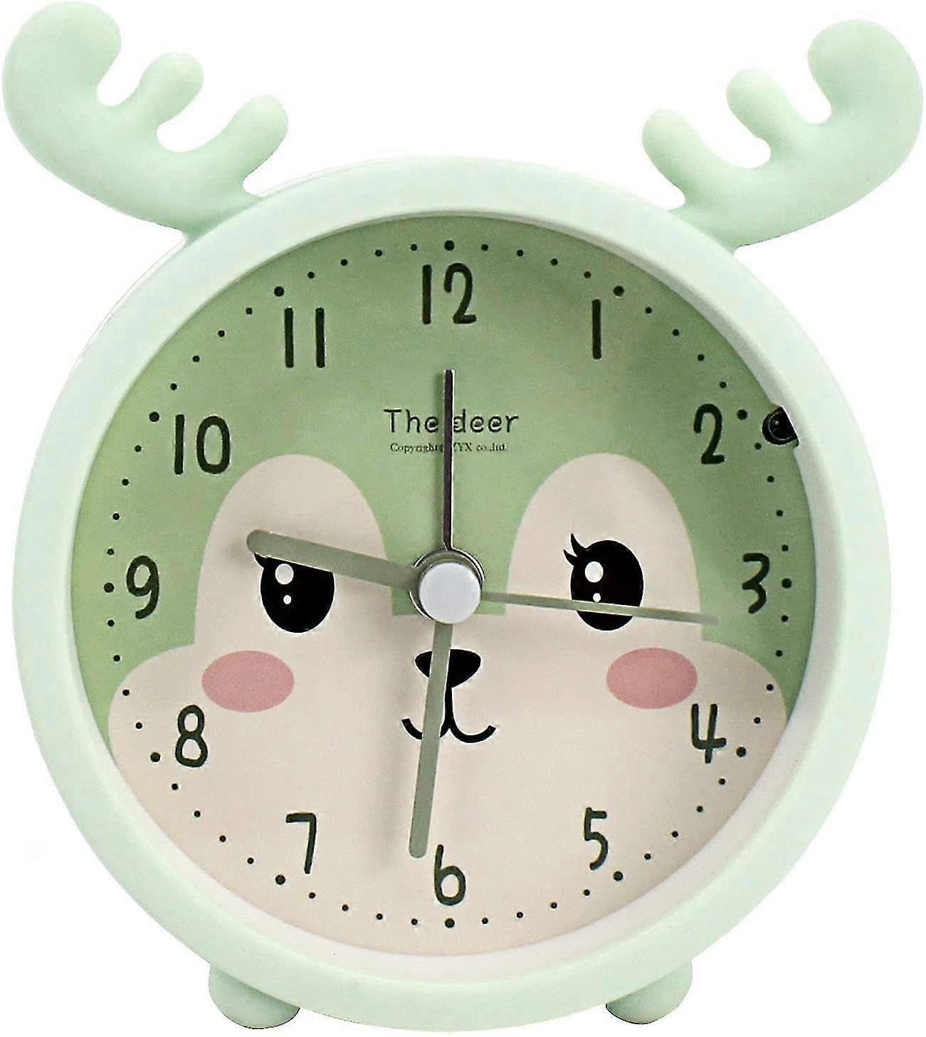 JOYHAPPST Children Cute Animal Alarm Clock Silent Non Ticking Silicone Clock Night Light Travel Clockblue Deer
