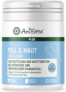 AniForte Plus Fell & Haut für Hunde 90 Tabletten - bei Dermatose & Haarausfall Hund, mit MSM & Biotin zur Unterstützung der Hautfunktion, Präbiotika bei Fellproblemen & Erkrankung der Haut product image