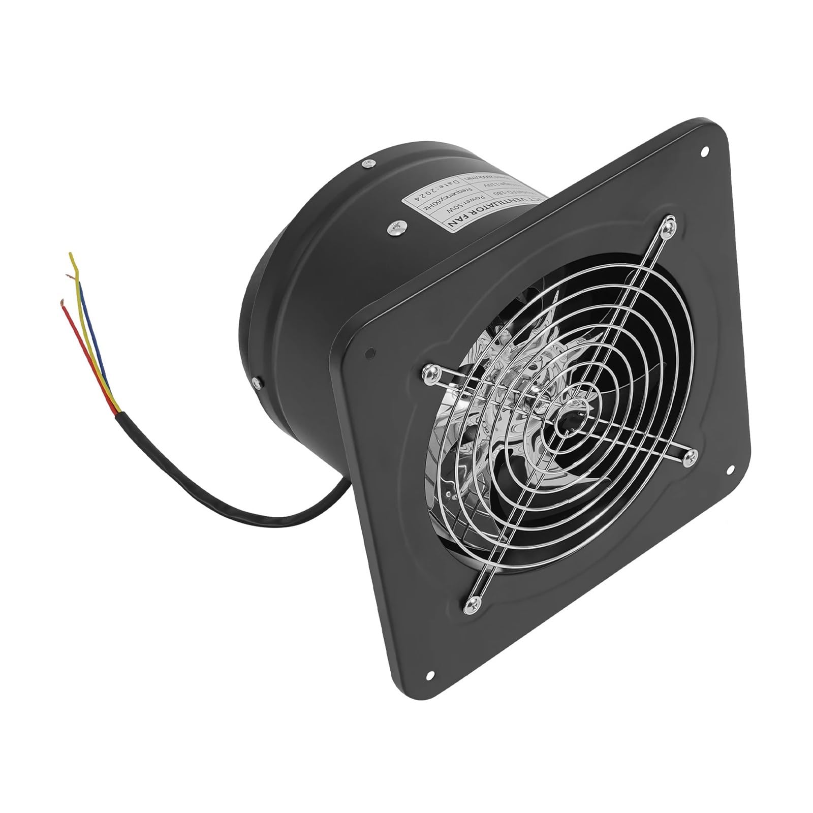 Extractor de aire negro 7 pulgadas, 50 W, industrial, pared y ventana, for cocina baño,Ahorro de energía