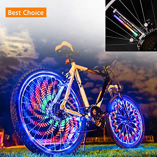 Bike Wheel Light, Bicycle Wheel Light LED Waterproof Spoke Lights Bicycle RGB Led Lights for Kids Adults Safety Cool Bike Accessories for Mountain Bike/Road Bikes/BMX Bike/Hybrid Bike/Folding Bike