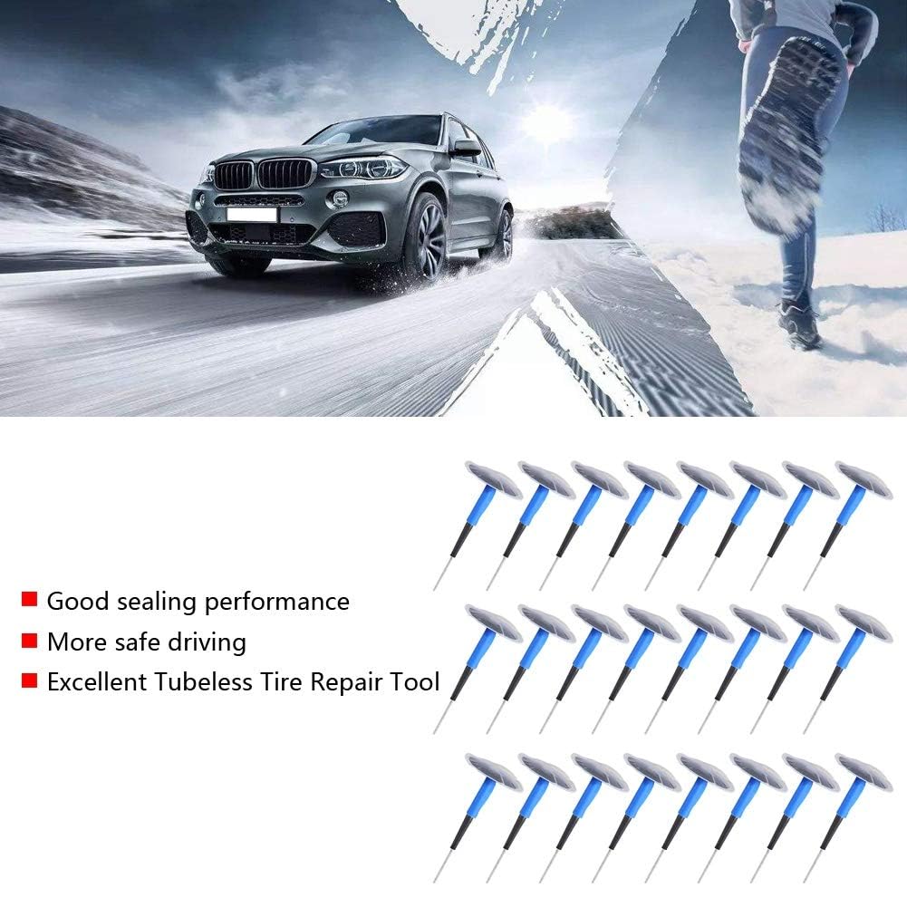 Kit di Riparazione Pneumatici Tubeless Universale da 24 Pezzi, Toppe con Tappi a Fungo Per Auto, Moto E Veicoli Elettrici, Gomma Per Riparazioni di Forature di Lunga Durata(60 * 9mm)
