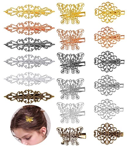 Vintage Hair Clips 18 Pack Flower Butterfly Shape Hair Barrettes Headwear Lady Hair Pins Hair Accessories for Women, 18 Pieces