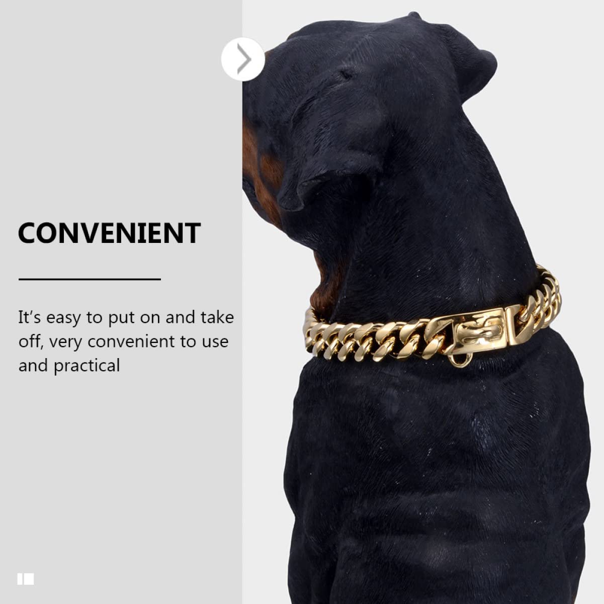 Collier pour Chien Résistant à l'usure en Acier Inoxydable Or | Facile à Mettre Retirer, Protège le Cou, Nettoyage Simple, Usage Pratique