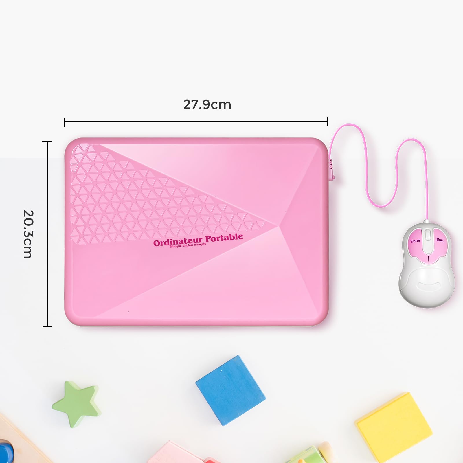 Ordinateur Enfant - Ordinateur Éducatif Bilingue - Jouet Fille avec 130 Jeux pour Apprendre l'Anglais, Le Français, Les Maths, Cadeau d'anniversaire de Noël pour Garçons Filles - Rose