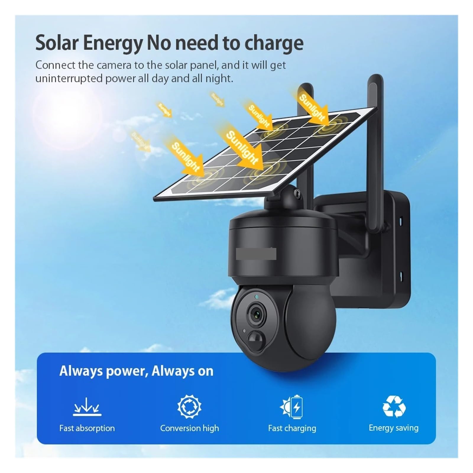 Caméra de sécurité Solaire WiFi PTZ 3MP