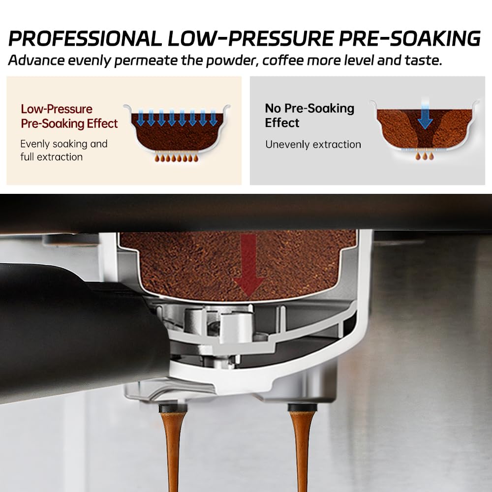 Ekspres do kawy Cafelffe MK-901 z spieniaczem do mleka – 950 W / 1,5 l, pompa 20 barów, inteligentny ekran dotykowy, obudowa ze stali nierdzewnej, mocna para do latte/cappuccino