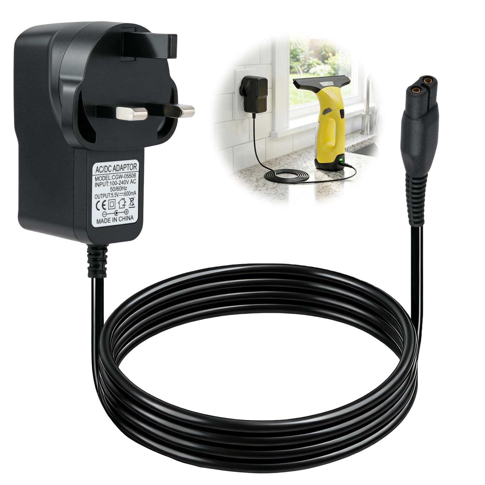 poluu 5.5V Charger for Karcher WV1, WV2, WV5, WV50 Window Vac Cleaner