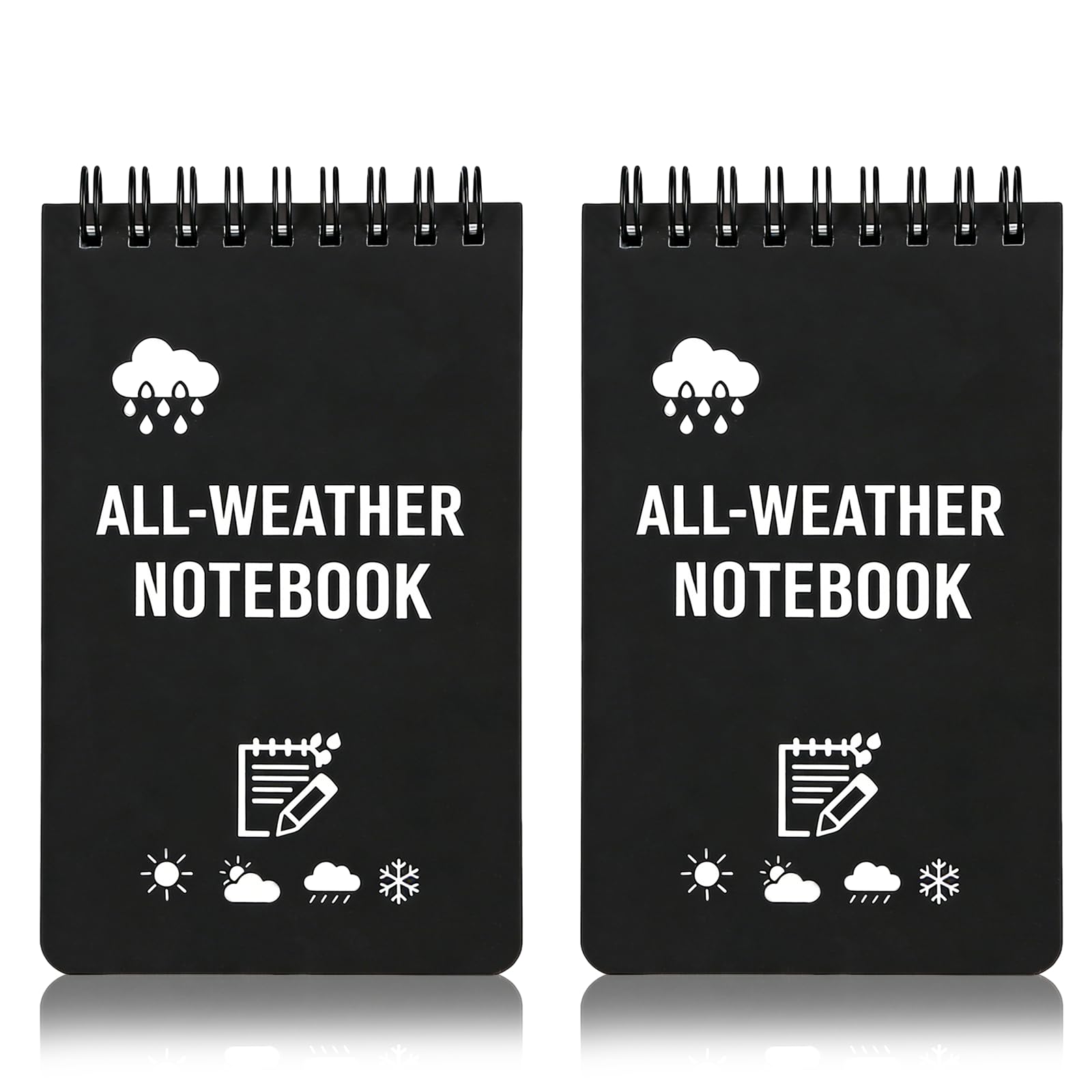 Lufdegim 2Pcs Waterproof Notebooks 3 x 5 Inches Write in the Rain Notebooks All Weather Notepads Pocket Notebook for Outdoor School Home Office (Black)
