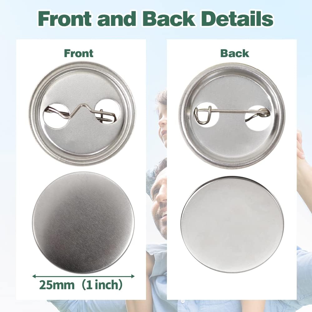 300 Sets 1 inch Button Maker Supplies, 25mm Button Supplies Parts Badge Part, Buttons Making Supplies, Includes Metal Pin Back Cover, Metal Shells, Blank Paper&Clear Film - Image 3