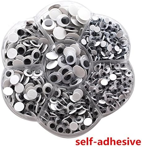 Googly eye 700pcs/box (4mm/5mm/6mm/7mm/10mm/12mm/11x8mm Mixed) Round Plastic self-Adhesive