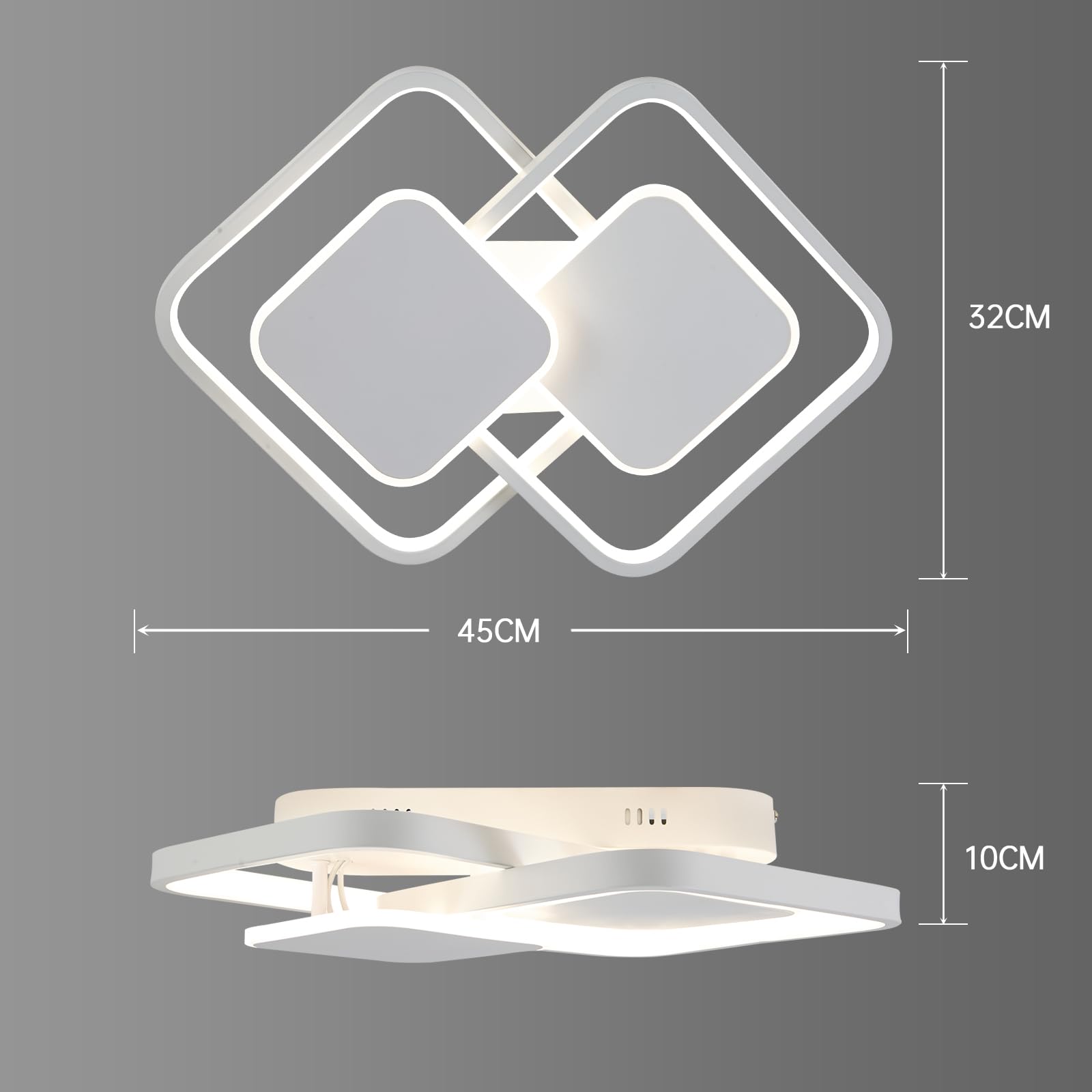 ANTENLICHT Plafon LED Techo de Metal 32W, Lámpara LED de Techo para Salón Regulable Continuamente 3000-6500K con Mando a Distancia y Función de Memoria, Luz de Techo Moderno para Dormitorio