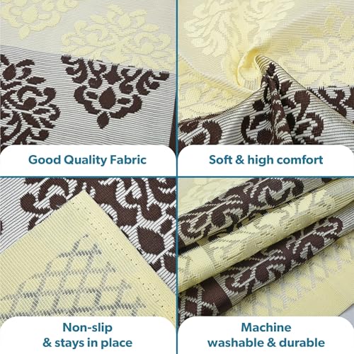 Image of Kuber Industries (Set of 16) Stylish & Durable Cotton Sofa Covers 5 Seater with Arms | Washable Sofa Protector & Slipcover for Living Room & Office | Flower Patti - Cream & Brown