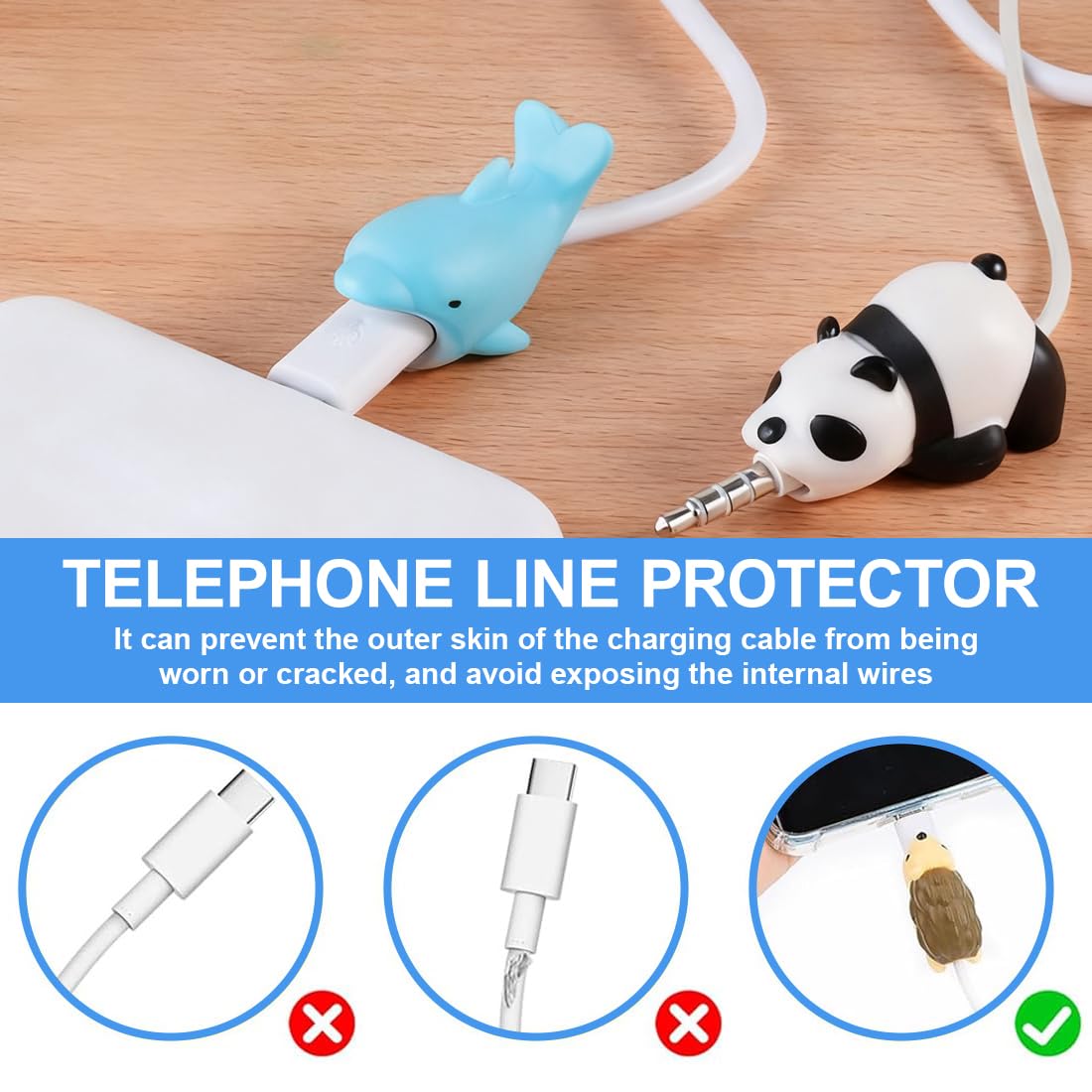 6 pezzi di protezione per cavi in silicone, protezione per cavi di ricarica, protezione per rottura, cavo anti-piega, impedisce rottura, adatto per la maggior parte dei cavi dati del cellulare