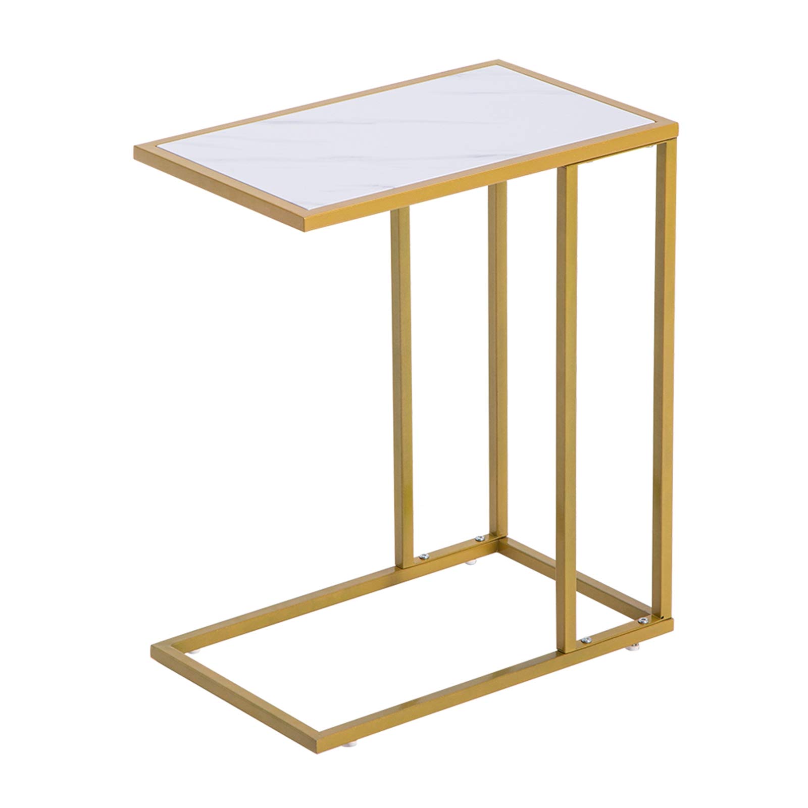 MIYACA Modern End Table Side Table C Table for Living Room Faux White Marble Top with Gold Base