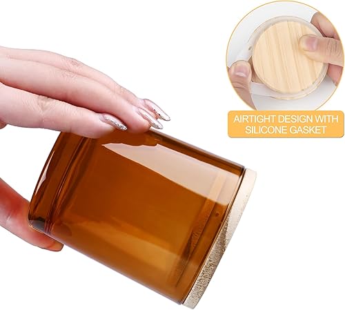Miniatura 98 de Tarros de vela gruesos de 8 onzas para hacer velas, 15 unidades, tarros vacíos transparentes con tapas de madera para hacer velas, contenedor