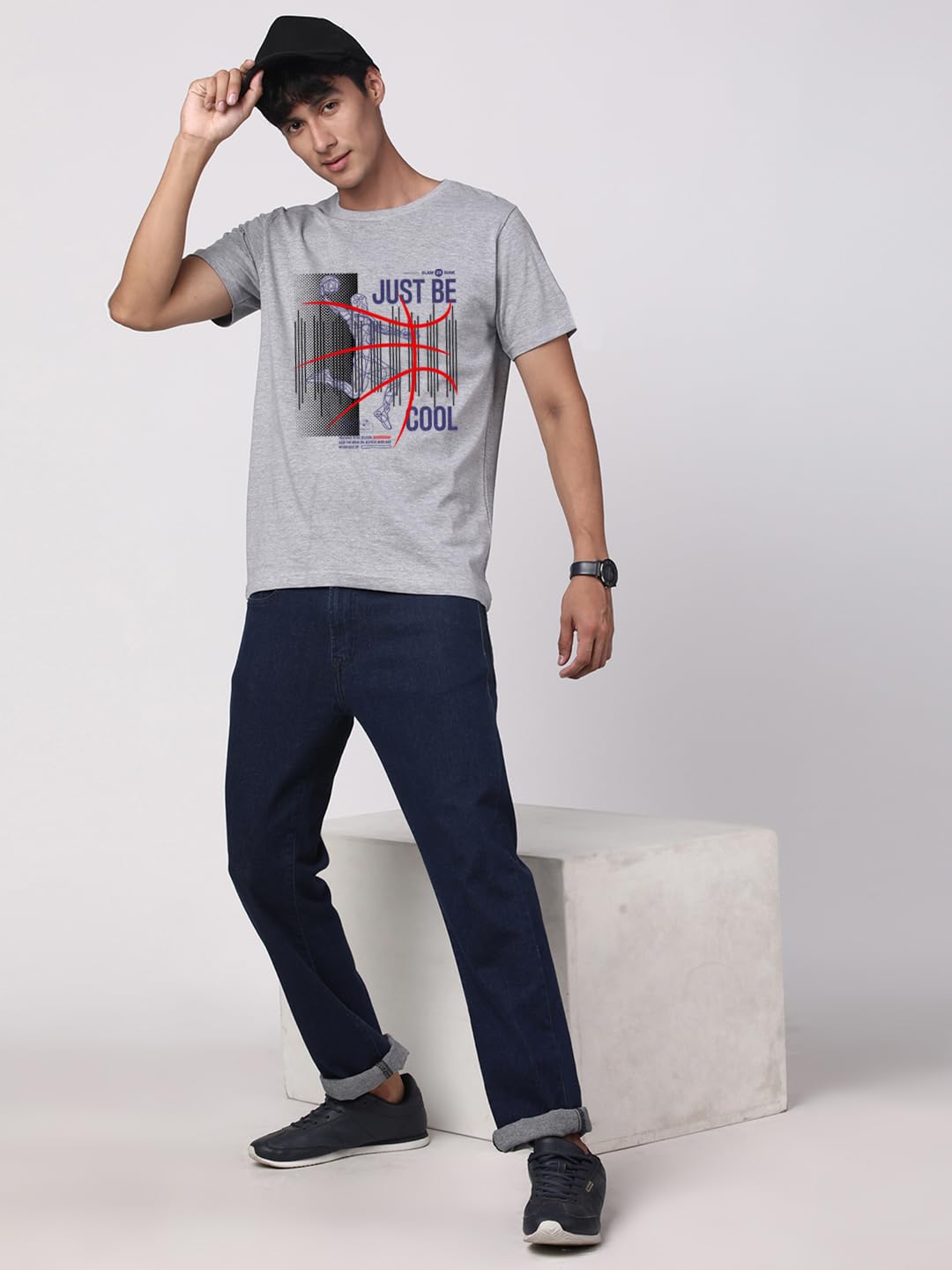 ADRO 100% bawełna lycra t-shirty dla mężczyzn, 3-pak, normalne dopasowanie, koszulka z nadrukiem, okrągły dekolt, pół rękawów, koszulki męskie
