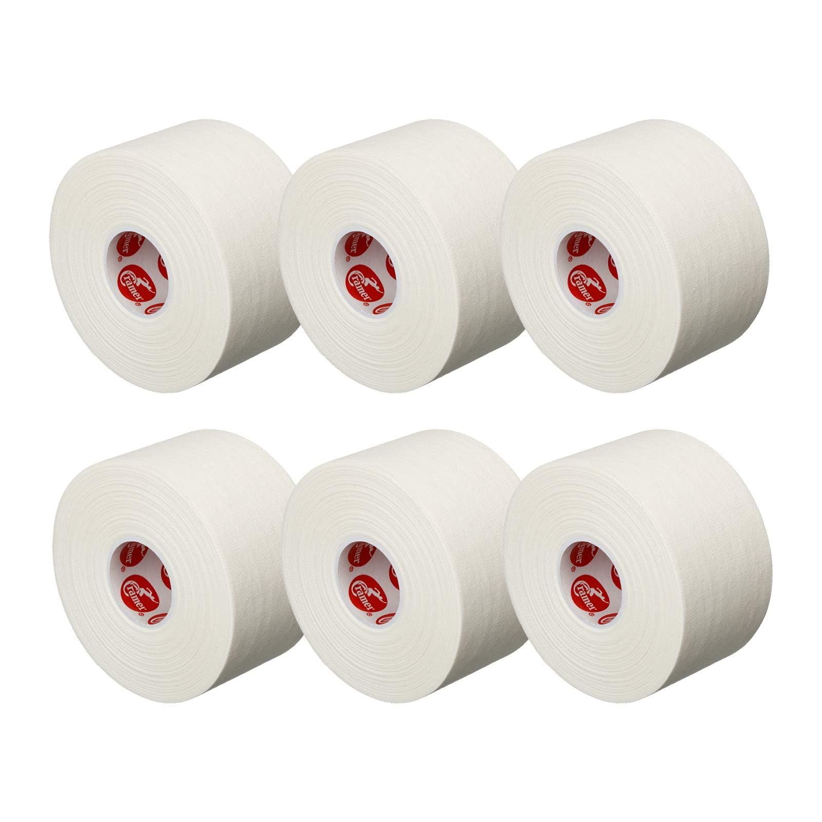 Cramer Athletic Tape 6 Pack, 1.5" x 10 Yards White, Easy Tear Sports Tape for Ankle, Wrist & Knee, Latex-Free Adhesive, Strong Support, Athletic Training Tape Roll