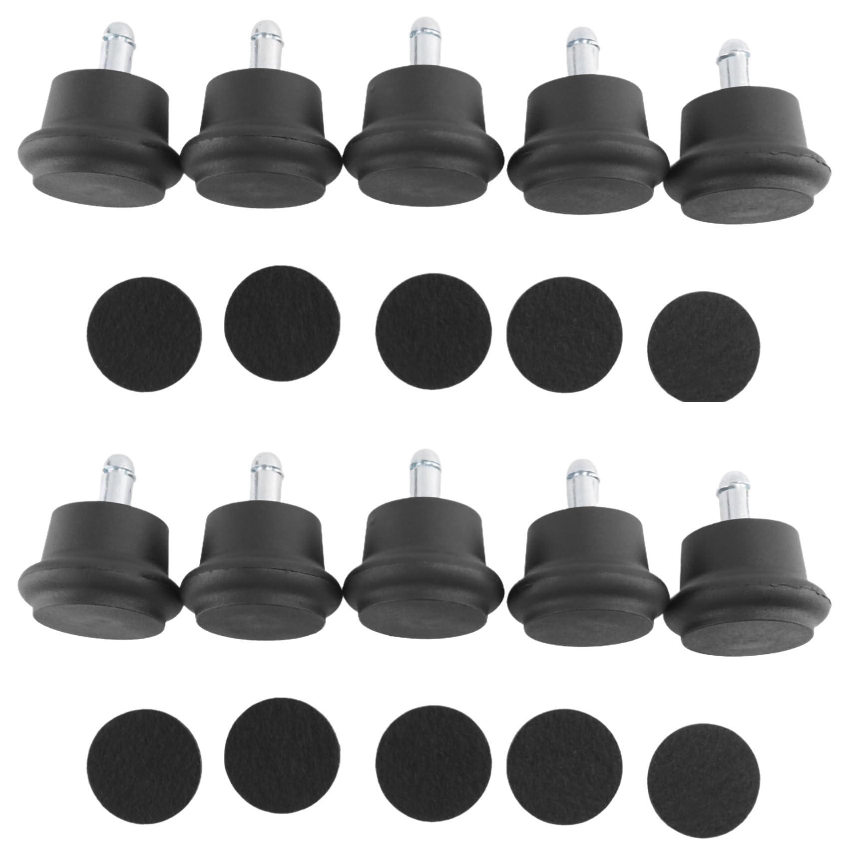 Jnchdghwa Black 10Pcs Bell Glides Replacement Chair Or Stool Swivel Caster Wheels To Fixed Stationary Castors