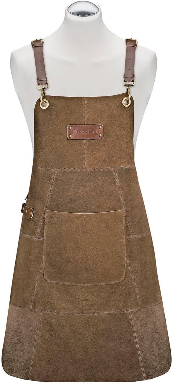 Zassenhaus Texas Suede Leather Apron for Outdoor Grilling and BBQ