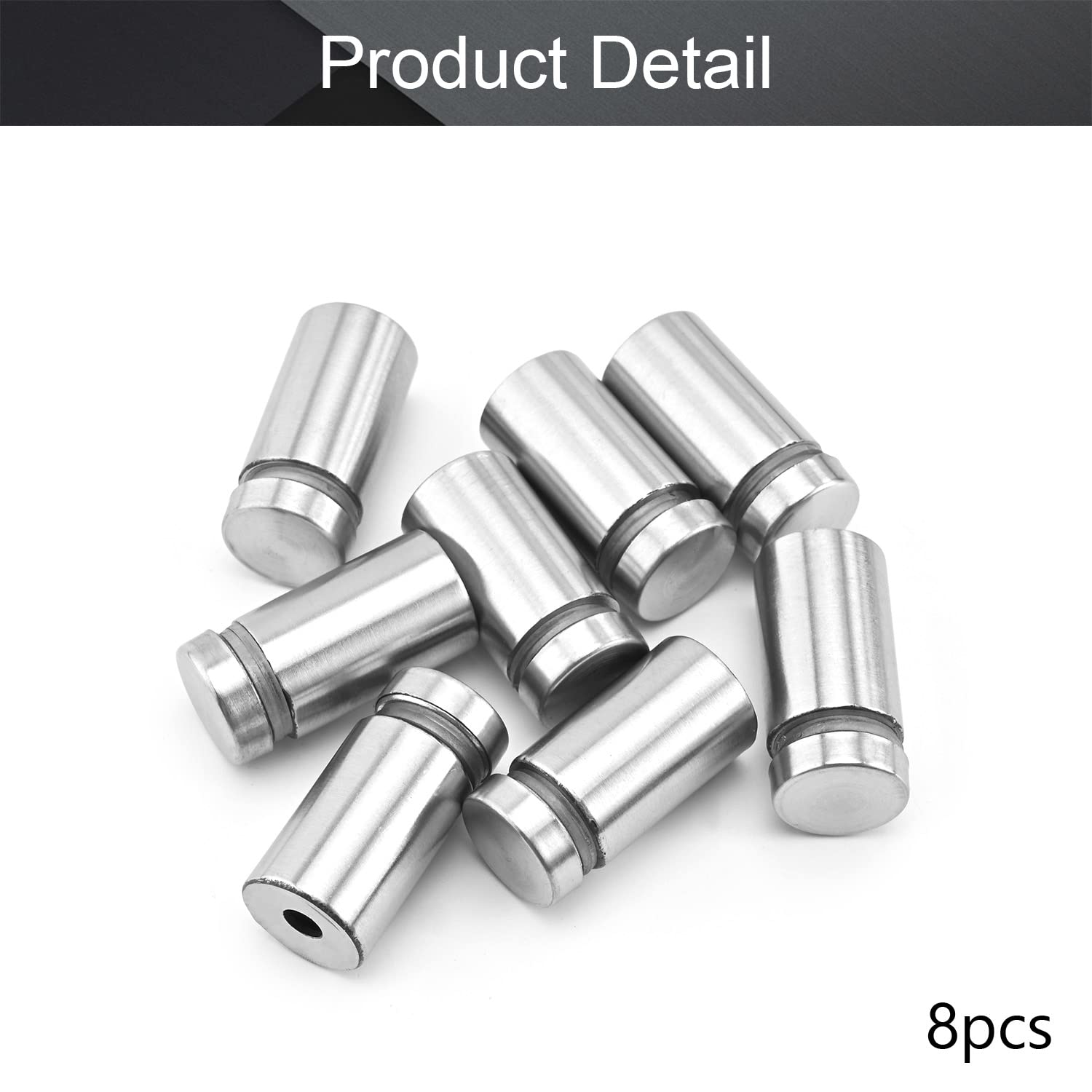 MroMax Glass Standoff,Stainless Steel Screws Wall Mount Hardware Advertising Glass Standoff Nail Silver Tone 8PCS 3
