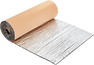 BENECREAT 200x33cm Thermo Akustikmatten, Schallschutzmaterial Mit Aluminiumfolie, Stoßdämpfende Schaumstoffmatten Für Türen Aus Schwarzem Schaumstoff, Motorhaube, Boot, Fußboden