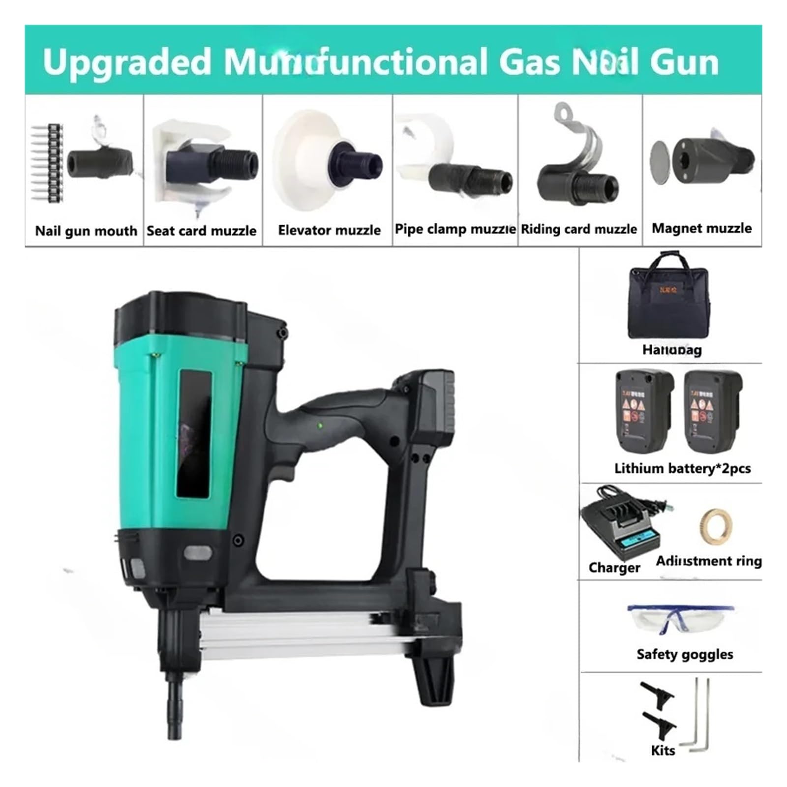 Pistolet do gwoździ, Pneumatyczny Pistolet Do Gwoździ Akumulator Litowy Akumulatorowy Energia Wodna Obróbka Drewna Stalowa Gwoździarka Zszywacz Elektryczny(New upgrade)