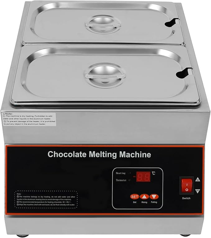 Máquina para fundir chocolate, 26.46 lb, control de temperatura 0-95°C, 500W, 2 tanques miniatura 4