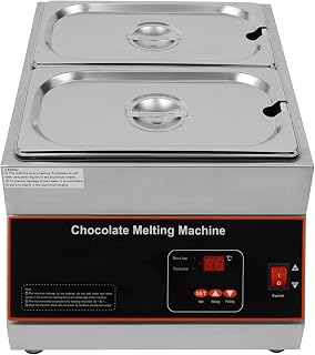Chocolate Tempering Machine 32-203°F Commercial Chocolate Melting Pot 26.46 lbs Stainless Steel Food Warmer Air-heating Chocolate Fondue with Lid for Restaurant Home Party (Double Pots)
